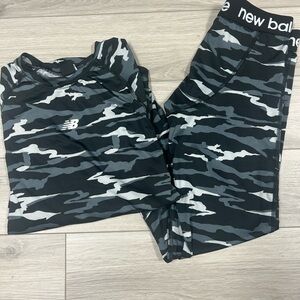 New Balance Kids Camo Leggings - Black and Gray